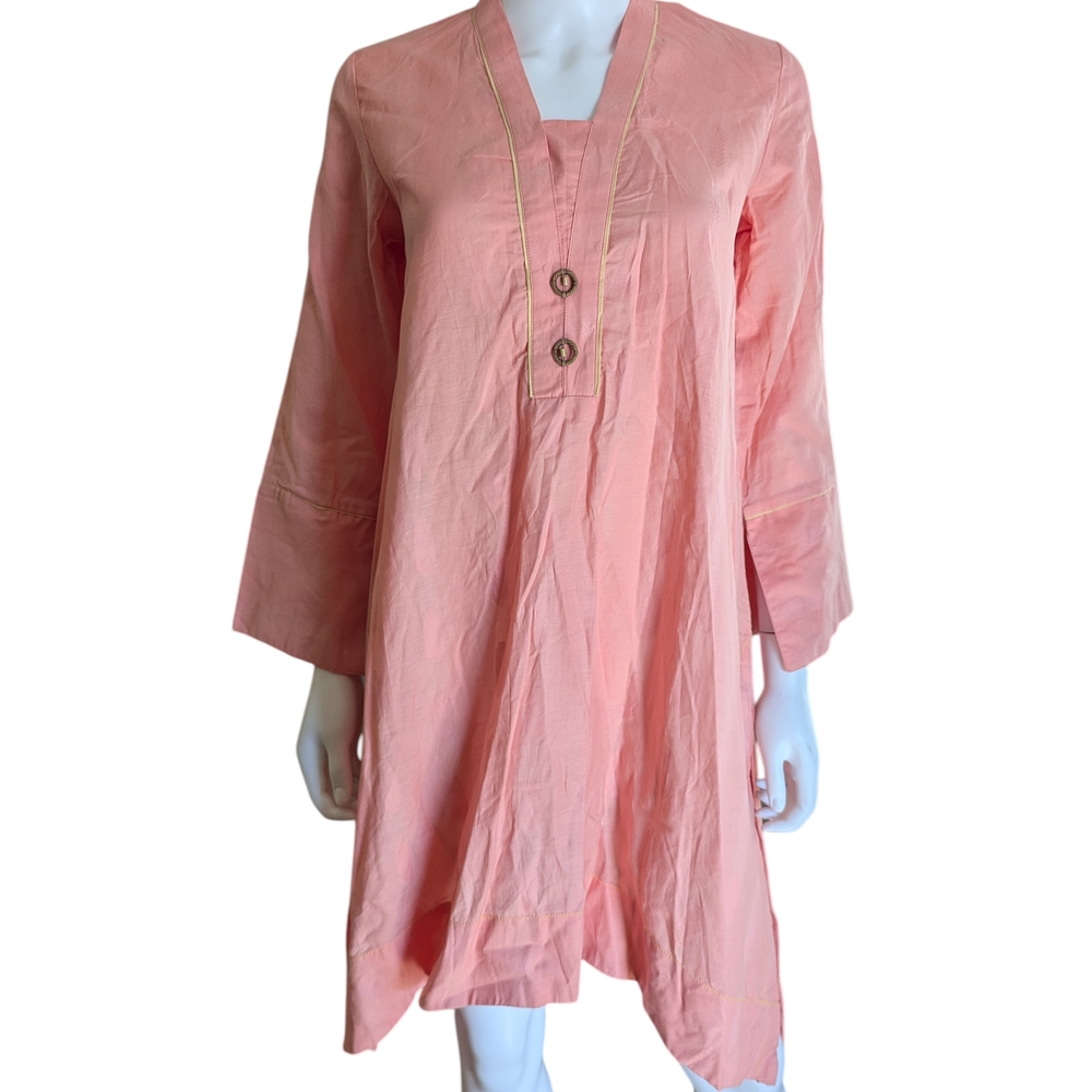 Sapphire Coral Button-Accent Women's Tunic